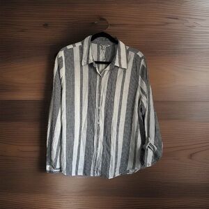 Orvis Womens L Linen Blend Top Outdoors Comfy Beach Nautical Vacation Resort